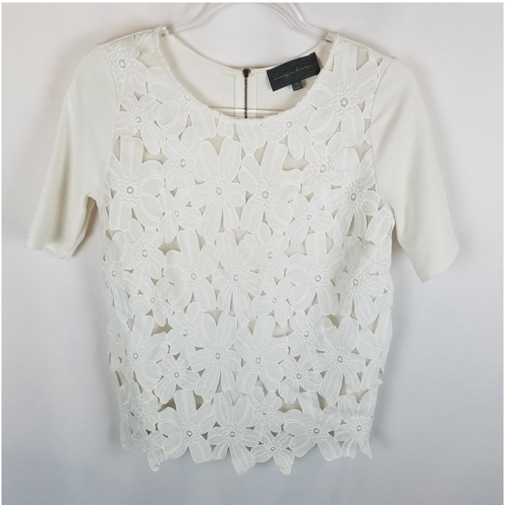 Sunday in Brooklyn shirt open embroidery lace S